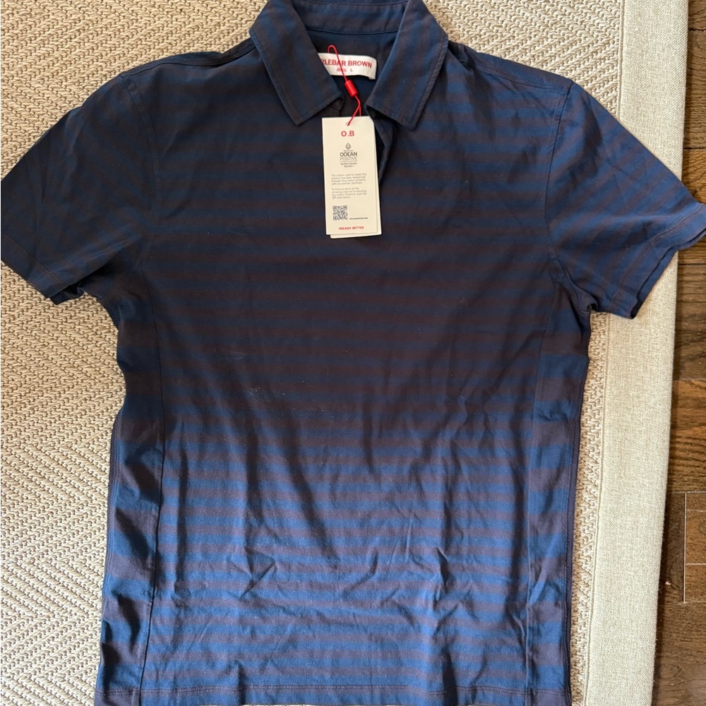 NWT Orlebar Brown Navy Striped Shirt